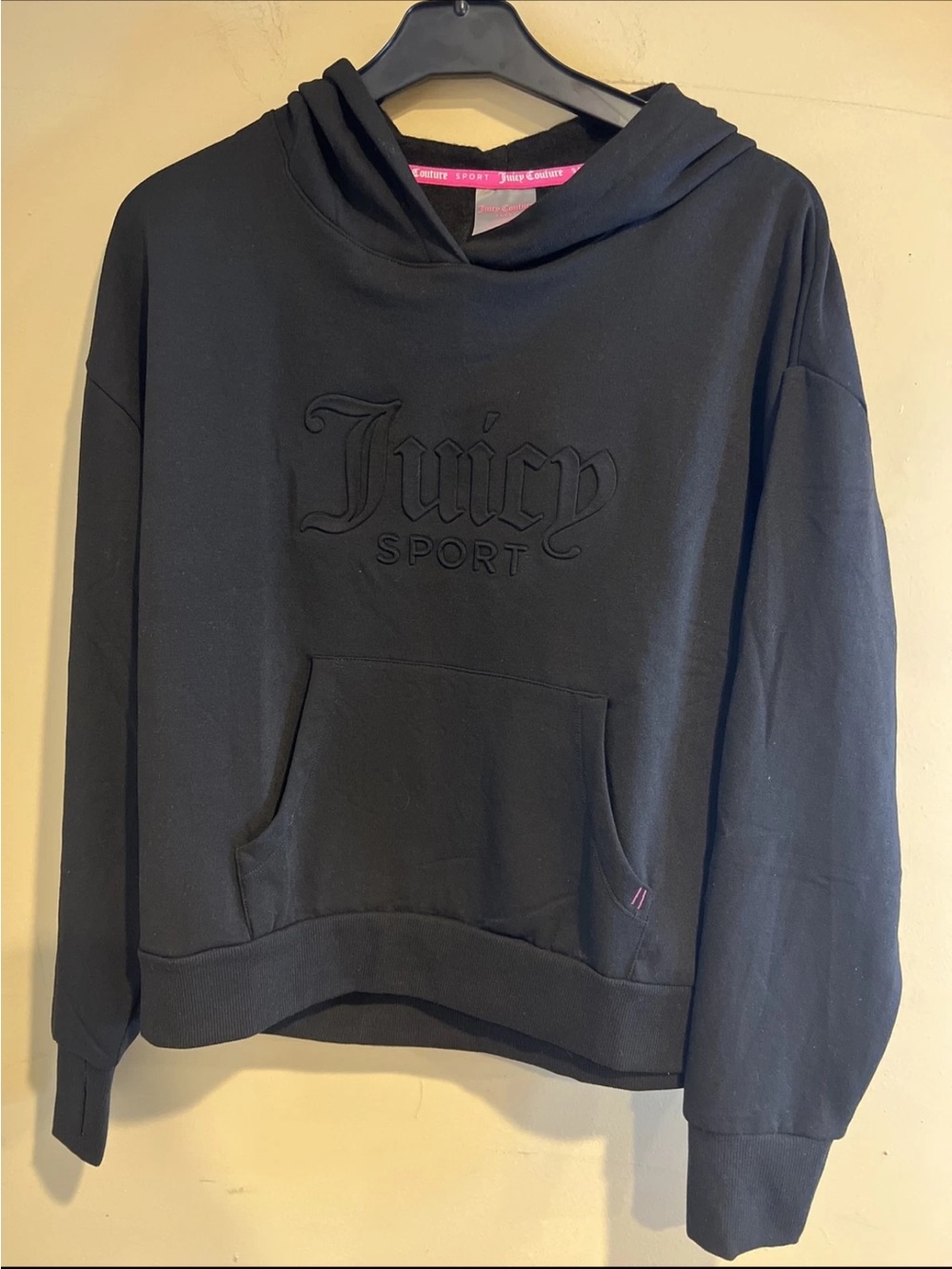 Juicy Couture Sport Womens Black Long Sleeve Hoodie Sweatshirt Soft
